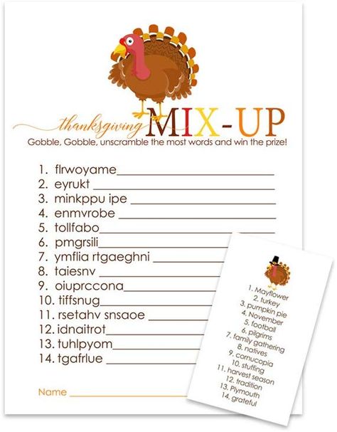 Thanksgiving word scramble is one of the best Thanksgiving games to play. Look here for more Thanksgiving games that you can play. Dinner Party Activities, Thanksgiving Word Scramble, Thanksgiving Mad Lib, Thanksgiving Party Games, Fun Thanksgiving Games, Friendsgiving Games, Activity For Adults, Jumbled Words, Family Dinner Party