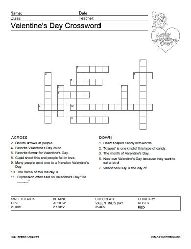 Valentines Crossword, Easter Crossword, Christmas Crossword Puzzles, Valentines Word Search, Christmas Crossword, Harry Potter Valentines, Free Printable Valentines, Valentine Words, Homeschool Worksheets