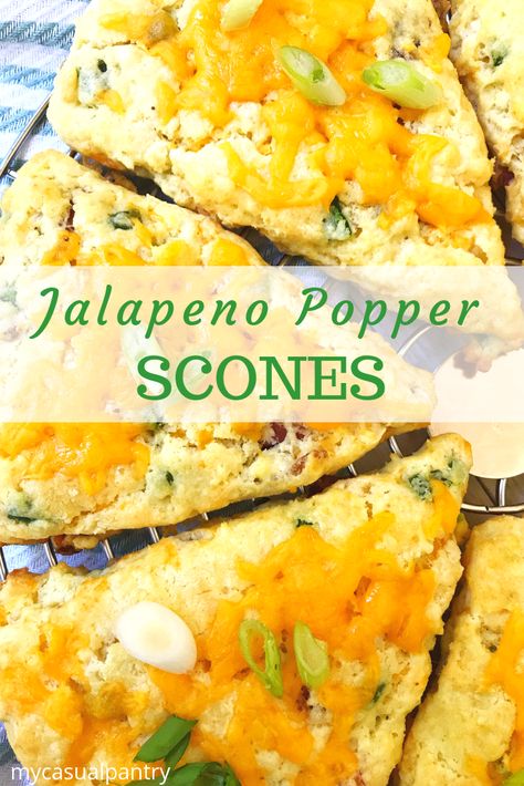 Easy Jalapeno Poppers, Breakfast Scones, Baking Scones, Savory Breakfast Recipes, Scones Recipe Easy, Cheese Cheddar, Scones Easy, Savory Scones, Jalapeno Popper