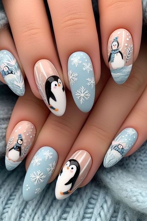 35+Unique And Gorgeous Christmas Nail Designs - Your Classy Look #35unique #christmas #classy #designs #gorgeous #nail If you’re looking for new, inspirational and trendy winter nail designs, have a look at these amazing pictures. We suggest you to check the most fashionable manicure options, winter manicure ideas, winter nails, winter nail design, winter nail color, winter manicure, Christmas nails, Xmas nail colors, winter nails acrylic. #nails #manicurec the cold-climate months are Christmas Gel Nails Designs Winter, Manicure Ideas Winter, Manicure Christmas Nails, Nail Color Winter, Winter Manicure Ideas, Winter Nail Color, Manicure Christmas, Penguin Nails, Winter Nail Design