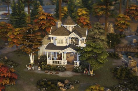 Small Victorian Home (no cc) I find building Victorian homes very very enjoyable and I thought this one was cute enough to... – @atticwindowatdawn on Tumblr Small Victorian Home, Small Victorian Homes, Willow Creek, Victorian Home, Sims 4 Collections, Sims 4 Build, Little Garden, Victorian Homes, Sims 4