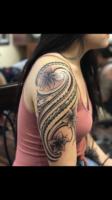 #Polynesian #Tattoos Polynesian Tattoos Women Forearm, Color Sleeve Tattoo Women, Maori Tattoo Patterns, Collar Tattoo, Cosmos Tattoo, Swirl Tattoo, Shoulder Sleeve Tattoos, Polynesian Tattoos Women, Shoulder Tats