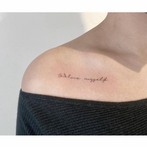 Love Myself Tattoo, La Tattoo, Flowers Quotes, Lettering Tattoo, Love Me More, Love Myself, Aesthetic Tattoo, Tattoos Gallery, Nature Flowers