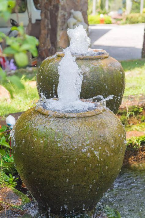 How to Install a Pondless Waterfall (Without Buying an Expensive Kit) | Hunker Small Water Fountain, Diy Water Fountain, Garden Water Fountains, Diy Garden Fountains, Waterfalls Backyard, Fountain Pump, Diy Water, Garden Fountain, Landscape Features