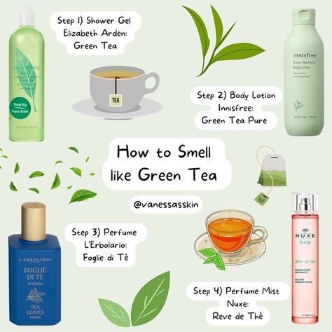 Green Tea Perfume For Women, How To Smell Earthy, How To Smell Like Green Tea, How To Smell Clean All Day, Tea Scented Perfume, How To Smell Clean And Fresh, How To Smell Fresh All Day, How To Smell Like Rain, How To Smell Like Jasmine