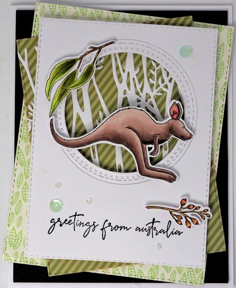 Looking for card making ideas with Australian themed stamps. Full step by step instructions are included. Cross Stitch Circle, Australian Christmas Cards, Tree Dies, Branch Tree, Aussie Christmas, Australian Christmas, Card Making Ideas, Silhouette Cards, Circle Frames