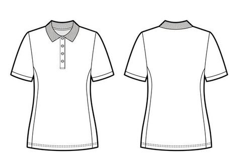 Polo T Shirts Women, Blouse Drawing, Polo Crop Top, Shirt Sketch, Womens Basic Tops, Free T Shirt Design, Shirt Silhouette, Polo Blouse, Shirt Drawing