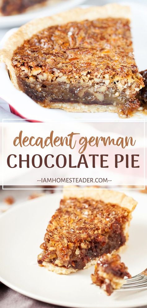 Easy Homesteading, German Chocolate Pie, German Chocolate Pies, Homesteading Recipes, October Fest, Pecan Pie Easy, Coconut Dessert, Easy Dessert Recipes Quick, Brownie Desserts