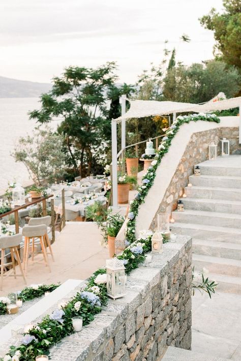 Blue-Hued Hydra Island Wedding at Castello Hydra in Greece Mamma Mia Wedding, Hydra Island, Greek Islands Wedding, Romantic Blue, Preppy Wedding, Greece Photography, Bride Planning, European Wedding, Santorini Wedding