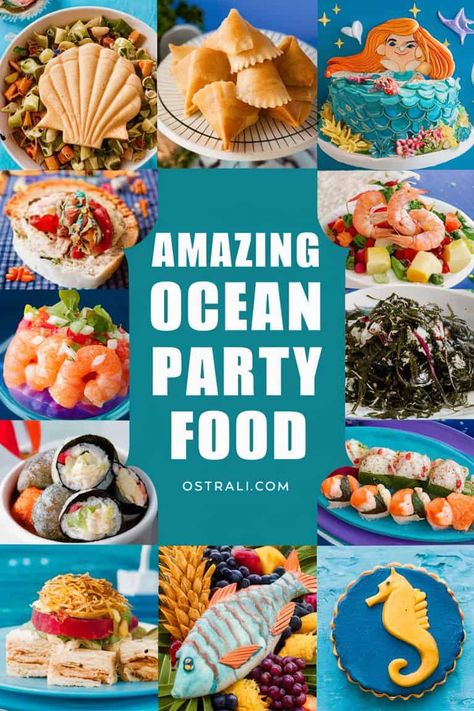 Dive into a sea of flavor with 24+ amazing ocean party food ideas that will leave your guests in awe. From vibrant seafood platters to whimsical ocean-themed desserts each dish is a splash of creativity perfect for your next beach bash. Make a wave at your gathering with these stunning recipes! Ocean Theme Appetizers, Beach Theme Party Food Ideas, Under The Sea Themed Food Snacks, Sea Themed Desserts, Yacht Party Food Ideas, Turtle Themed Food, Underwater Party Food, Sea Themed Snacks, Sea Themed Party Food