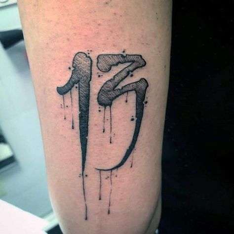 13 Tattoo Designs, Number 13 Tattoos, 70 Number, Acab Tattoo, Chicanas Tattoo, 13 Tattoo, 16 Tattoo, Inner Forearm Tattoo, Number Tattoos