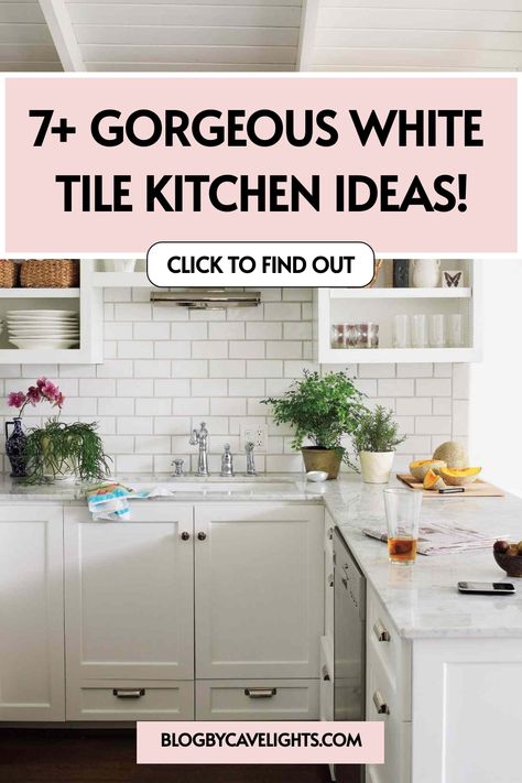 7 white tile kitchen ideas White Tile Kitchen, White Tile Kitchen Backsplash, Functional Kitchen Design, White Kitchen Tiles, White Marble Tiles, White Kitchen Decor, Kitchen Backsplashes, Tile Kitchen, White Backsplash