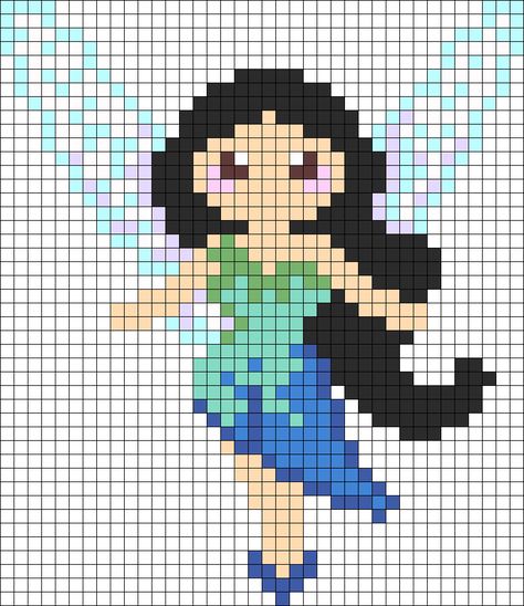 Silvermist Perler Bead Pattern / Bead Sprite... Could be used for Rainbow Loom Image Pixel Art, Perler Beads Ideas, Modele Pixel Art, Magic Water, Fuse Bead Patterns, Pony Bead Patterns, Hama Beads Design, Hama Bead, Motifs Perler