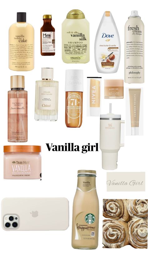 Vanilla Girl 🤍 #vanillagirl Vanilla Cashmere Aesthetic, Vanilla Clean Girl Aesthetic, Vanilla Girl Products, Vinalla Girl, Vanilla Girl Wishlist, Vanilla Body Care, Clean Vanilla Girl, Vanilla Girl Aesthetic, Vanilla Smell