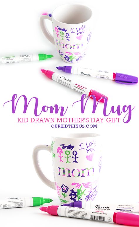 Kid-Drawn Mother’s Day Mom Mugs Mothers Day Gift From Kids, Mothers Day Mug Craft, Mother’s Day Mugs Craft, Quick Mothers Day Gifts From Kids, Mothers Day Gifts From Kids Preschool, Mother’s Day Gift Ideas From Kids, Mother’s Day Mug Ideas, Mother’s Day Gifts From Kids, Mother’s Day Gifts Preschool