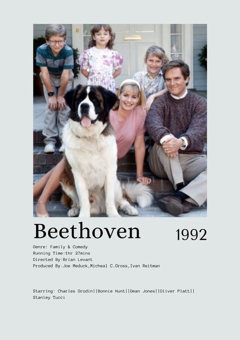 Beethoven Movie, Oliver Platt, Bonnie Hunt, Dean Jones, Movie Lists, Movie Ideas, Polaroid Wall, Dog Movies, Film Posters Minimalist