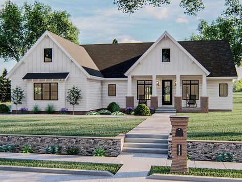 Plans For The Future, Farmhouse Style House Plans, Modern Farmhouse Exterior, Farmhouse House, Farmhouse Plan, House Plans Farmhouse, Modern Farmhouse Plans, Farmhouse Exterior, New House Plans