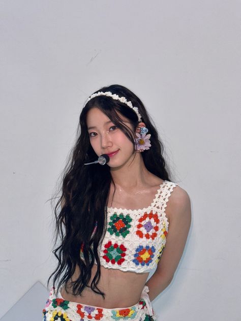 Blue Flames, Crochet Skirt, Crochet Headband, Kpop Outfits, Kpop Girl Groups, K Pop Music, My Only Love, Crochet Designs, Style Icon