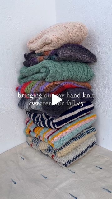 Lea 🤍 on Instagram: "my hand knit sweater collection 🥹 and it’s growing as we speak 🧶🐑 all I need now is for the temperature to drop 🍂  two of these (third from the bottom and second from the top) were knit by my mum not me but they are part of the collection & too beautiful not to show off 🥰  pattern specs for the rest (from bottom to top): 🤍 Pippi Pullover - free pattern by me (link in bio) 🤍 Porcelain Sweater by @leneholmesamsoe  🤍 Sweater No. 22 by @myfavouritethings.knitwear  🤍 no pattern but inspired by the film Velvet queen 🤍 no pattern 🤍 Sweater No. 15 by @myfavouritethings.knitwear  🤍 Perfect Flow No. 271-042-001 by @langyarns_official in Wooladdicts No. 7  🐑🫶  #knitting #porcelainsweater #sweaterno15 #sweaterno22 #knitwear #handknit #sweatercollection #fallknitting Porcelain Sweater, Handknit Sweaters, Hand Knit Sweater, Fall Knitting, Sweater Collection, Hand Knitted Sweaters, Not Me, Pattern Sweater, Knit Sweater