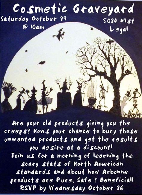 Halloween product graveyard invitation! Halloween Invite, Halloween Invitations, Arbonne, American Standard, Graveyard, North American, Historical Figures, Halloween, Hair