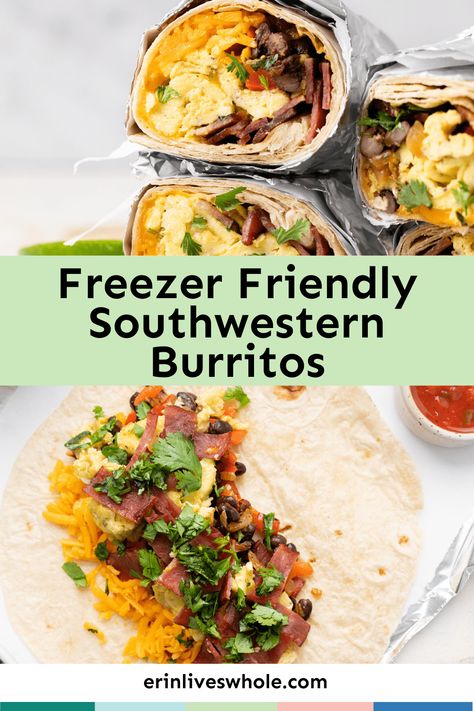 Give your stomach a meal to drool over with these Freezer Friendly Southwestern Breakfast Burritos. Made with bacon, cheese, beans, and more, this recipe is perfect for brunch for 6, or your weekly meal prep! Cheese Beans, Freezer Friendly Breakfast, Chickpea Brownies, Freezer Breakfast Burritos, Healthy Meal Prep Ideas, Bacon And Cheese, Healthy High Protein Meals, Weekly Meal Prep, Freezer Breakfast