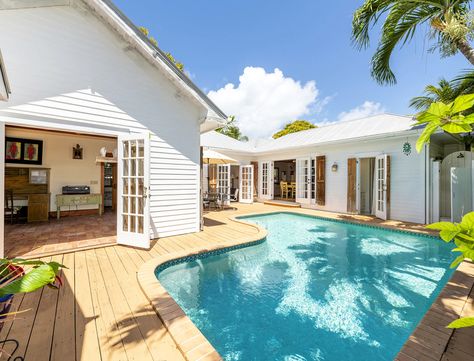 Key West, FL Real Estate - Key West Homes For Sale | Team Kaufelt Key West Homes, Coastal House Exterior, Bahamas House, Outdoor Renovation, Outside Pool, Coastal Colonial, Custom Swimming Pool, Tropical Home, West Home