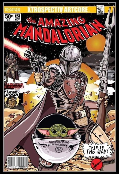 Grogu Poster, Mandalorian Poster, Marvel Comics Vintage, Star Wars Background, Comic Poster, Vintage Poster Design, Star Wars Comics, Star Wars Film, Star Wars Wallpaper