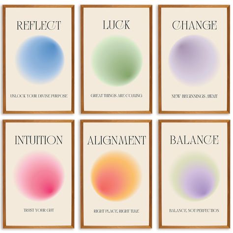 PRICES MAY VARY. Amplify good energy in your space with spiritual room decor. Our gradient aura posters makes a lovely addition to your meditation space, posters for bedroom, office, yoga studio or anywhere else. Beautiful vanilla girl room decor with spiritual affirmations. The colour of your aura changes over time. Choose the aura that you are vibing with to your spiritual room decor from our pastel aura wall art posters. Our artsy room decor also includes positive affirmation quotes about bal Clean Girl Wall Decor, Artsy Room, Spiritual Posters, Vanilla Room, Pastel Posters, Spiritual Room Decor, Aura Posters, Wall Art Aura, Yoga Office