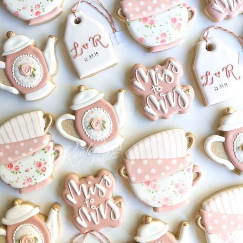 Bridal Tea Cookies, Bridal Tea Party Cookies, Bridal Shower Cookies Tea Party, Bridal Party Tea Party, Tea Party Bridal Shower Cookies, Tea Party Bridal Shower Cookies Decorated, Tea For The Bride To Be, High Tea Cookies, Tea For Two Cookies