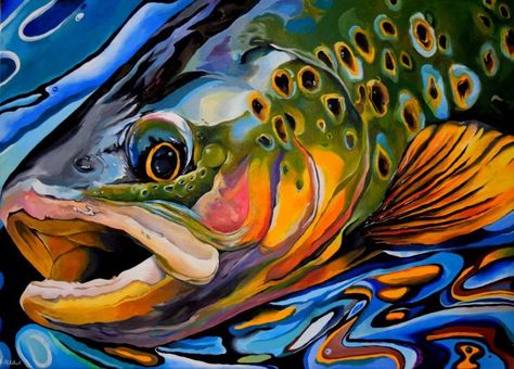 1202 best images about Fish Art on Pinterest | Fish paintings ... Trout Painting, Trout Art, Fly Fishing Art, Fishing Ideas, Fish Artwork, Watercolor Fish, Fish Drawings, Rainbow Trout, Fish Painting