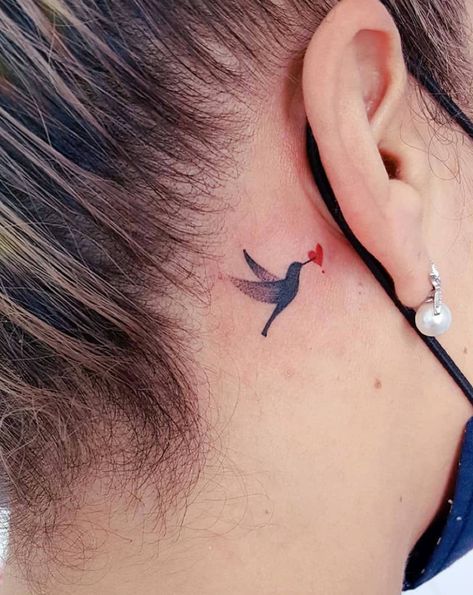 Tattoo Behind The Ear, Small Bird Tattoo, Bird Tattoo, Humming Bird, The Ear, Small Tattoo, Tattoo Ideas, Birds, Tattoos