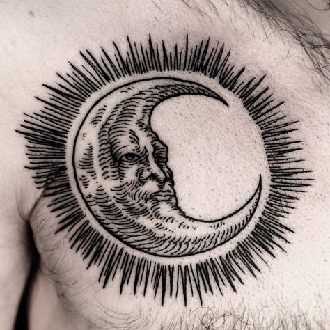 913 Likes, 3 Comments - ilja hummel (@iljahummel) on Instagram: “moon from last week” Woodcut Tattoo, Wood Cut, Moon Tattoo, Sun Moon, Tattoo Artist, I Tattoo, Body Art, Moon, Magazine