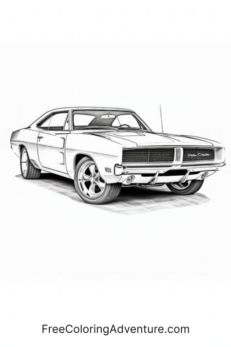 Unleash your inner artist and get ready to color! Our free printable 1969 Dodge Charger RT coloring page is perfect for any car enthusiast who likes to add a creative touch to their hobbies. Don't wait – print now and let your imagination take the wheel! 69 Dodge Charger, Dodge Charger Rt, 1969 Dodge Charger, Charger Rt, Car Enthusiast, Vroom Vroom, Muscle Car, Dodge Charger, Printable Coloring