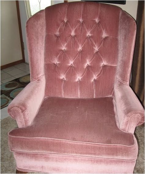 Wingback Chair Covers Target | Wingback Chair Recover Chair, Reapolstering Chairs, Chair Transformation, My Dear Husband, Wingback Chair Covers, Pink Velvet Chair, Reupholster Chair Dining, Sewing Upholstery, Chair Redo