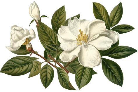 Gardenia isolated on white background. Generated by AI stock image Gardenia Illustration, Flower Painting Acrylic, Gardenia Jasminoides, Gardenia Flower, White Gardenia, Garden Beautiful, Vector Elements, Acrylic Painting Flowers, Ap Art