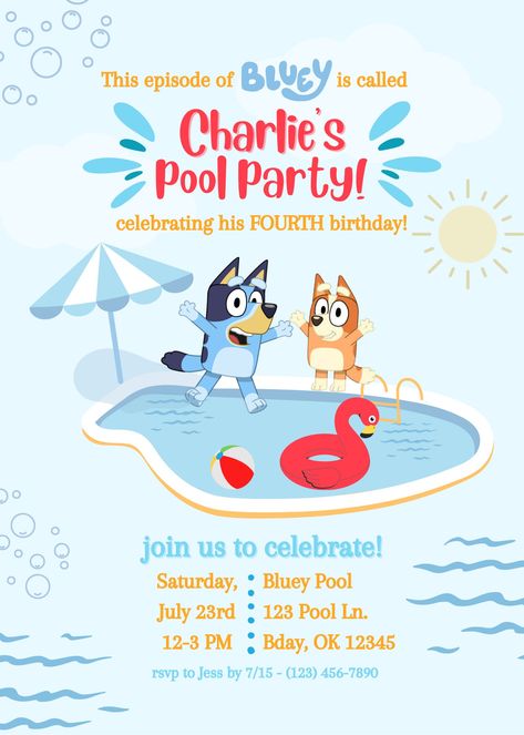 Glow Birthday Party Invitations, Bounce House Birthday, Pool Party Invitation Template, Glow Birthday Party, Pool Party Birthday Invitations, Glow Birthday, Pool Birthday, Pool Party Invitations, Pool Birthday Party