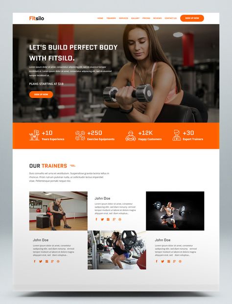 Health & Fitness Unbounce Landing Page Template Fitness Landing Page, Gym Nutrition, Website Home Page, Cold Email, Fitness Website, Ecommerce Web Design, Gym Trainer, Ui Design Website, Muscle Gain