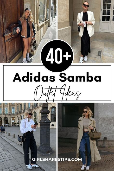 Trousers And Sambas, Work Clothes With Tennis Shoes, Adidas Business Casual, Tan Adidas Shoes Outfit, Adidas Samba Outfit Spring, Blazer And Joggers Outfit Women, Taupe Samba Outfit, Samba Office Outfit, Sambas Fall Outfits