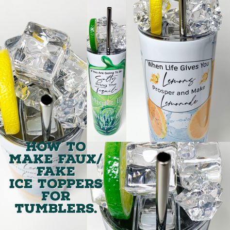 Learn how to make a fake/ faux ice topper for a sublimated tumbler. Follow on youtube channel: Nhia Lee Faux Ice Tumbler, Dome Tumbler Ideas, Ice Topper Tumbler, Diy Tumbler Topper, Tumbler Lid Ideas, Diy Sublimation Tumbler, Ice Toppers For Tumblers, Tumbler Lid Toppers Diy, Tumbler Toppers Diy