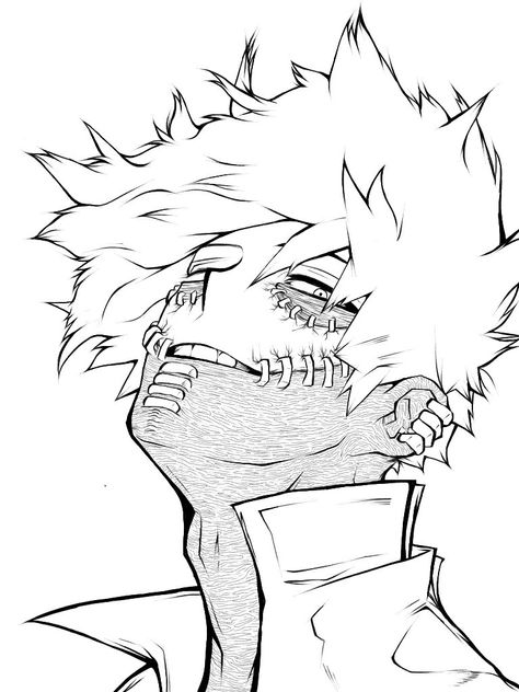 My Hero Academia Lineart, Deku Outline, Dabi Lineart, Deku Lineart, Dabi Black And White, Mha Lineart, Deku Drawing Sketch, Black And White Drawings Simple, My Hero Academia Sketches