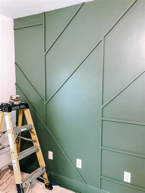 Modern Wood Trim, Wood Trim Accent Wall, Trim Accent Wall, Wood Trim Walls, Ikea Closet System, Accent Wall Paint Colors, Full Bedroom, Nursery Accent Wall, Wood Wall Design