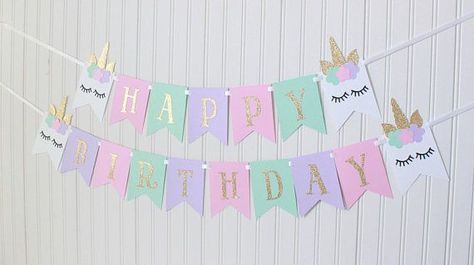 Happy Birthday Unicorn, Birthday Images For Her, Purple Happy Birthday, Unicorn Banner, Birthday Candle Card, Unicorn Birthday Party Decorations, Princess Birthday Party Decorations, Diy Birthday Banner, Dad Birthday Cakes