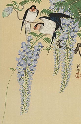 Amazon.com: Japanese Art Print "Wisteria and Swallows (Fuji no Tsubame)" by Ohara Koson: Posters & Prints St Louis Art Museum, St Louis Art, Japanese Bird, Art Chinois, Ohara Koson, Tile Murals, 자수 디자인, Art Japonais, Japanese Patterns