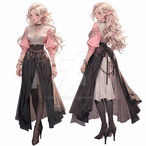 Fantasy Outfits Design Fem, Character Outfits Female Casual, Character Outfit Design, Fantasy Outfits, Female Office, Best Winter Outfits, Adventure Outfit, Fashion Design Portfolio, Anime Inspired Outfits