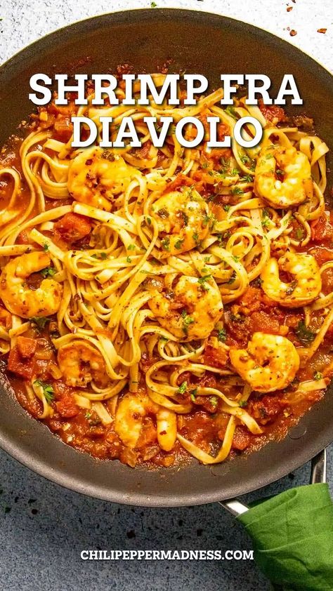 Italian Food Lovers, Seafood Spaghetti Marinara, Spicy Shrimp Marinara Pasta, Spicy Shrimp And Scallop Pasta, Shrimp Pasta With Tomato Sauce, Chicken And Shrimp Pasta Red Sauce, Chicken Diavolo Pasta, Shrimp Fra Diavolo Recipe Easy, Seafood Linguine Recipe Tomato