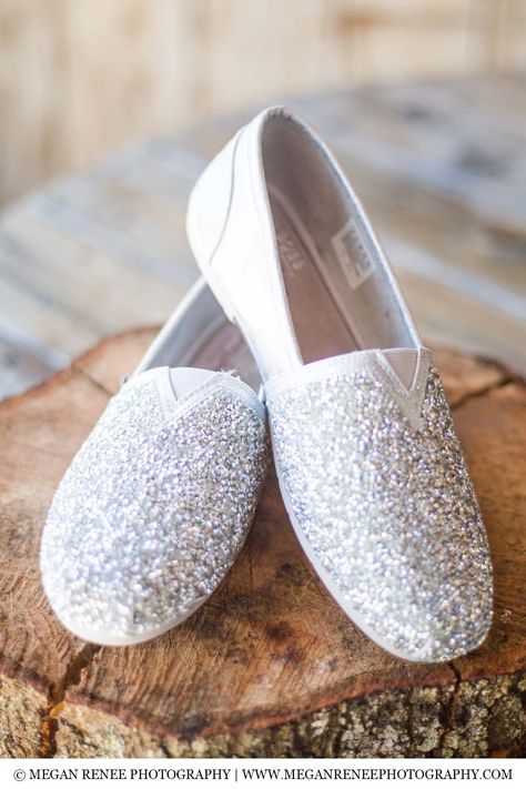 Silver Closed Toe Wedding Shoes For Reception, Silver Glitter Open Toe Wedding Shoes, Elegant Silver Glitter Wedding Shoes, Toms Bridal Shoes, Glitter Closed-toe Wedding Shoes, Glamorous Silver Wedding Shoes With 4-inch Heel, Wedding Toms, Silver Wedding Shoes, Rustic Bride