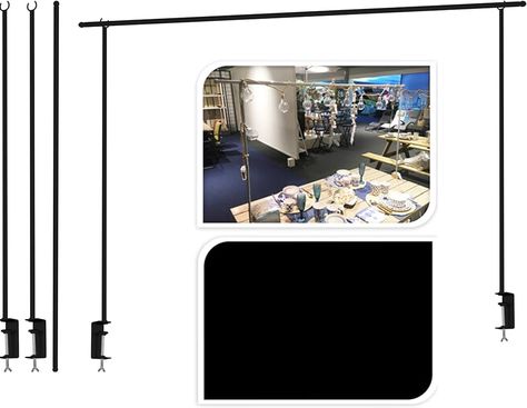 URBNLIVING 240cm Metal Over Table Hanging decoration Display Rod Rail Pole With Clamp (Black) : Amazon.co.uk: Home & Kitchen Table Clamp Pole Decoration, Table Clamp Pole, Adjustable Track Kit Lights Suspended Rod Pole, Retail Counter, Small Lips, Display Stand, Fairy Lights, Home Kitchen, Hanging Decor