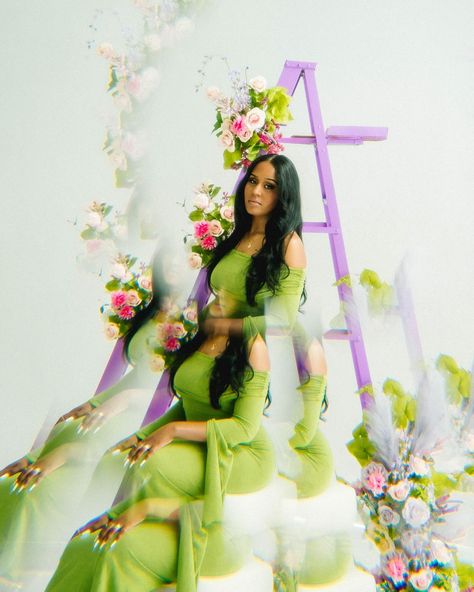 Amaya & this color combo ✨ she was my inspiration to create this ladder! She sent me her mood board for her dream birthday photos and I was dedicated on making this vision come to life 🫶🏼 St Patricks Photoshoot, Sage Green Photoshoot, Ladder Photoshoot, Flower Ladder, Green Photoshoot, Dream Birthday, Shoot Ideas, Color Combo, Birthday Photos