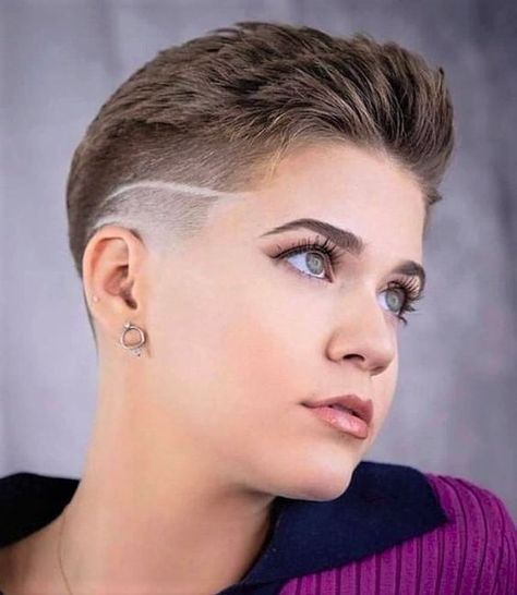 Butch Haircuts, Lesbian Haircut, Undercut Hair Designs, Undercut Long Hair, Shaved Hair Designs, Long Gowns, Cool Short Hairstyles, Short Hair Undercut, Super Short Hair