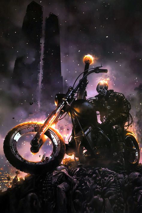 6 Awesome Versions of Ghost Rider Ghost Rider Bike, Ghost Rider Images, Ghost Rider Tattoo, Ghost Raider, Johnny Blaze, Ghost Rider Wallpaper, Spirit Of Vengeance, Pathfinder Rpg, Biker Art